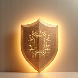 Digital protection shield representing IP security and brand protection initiatives